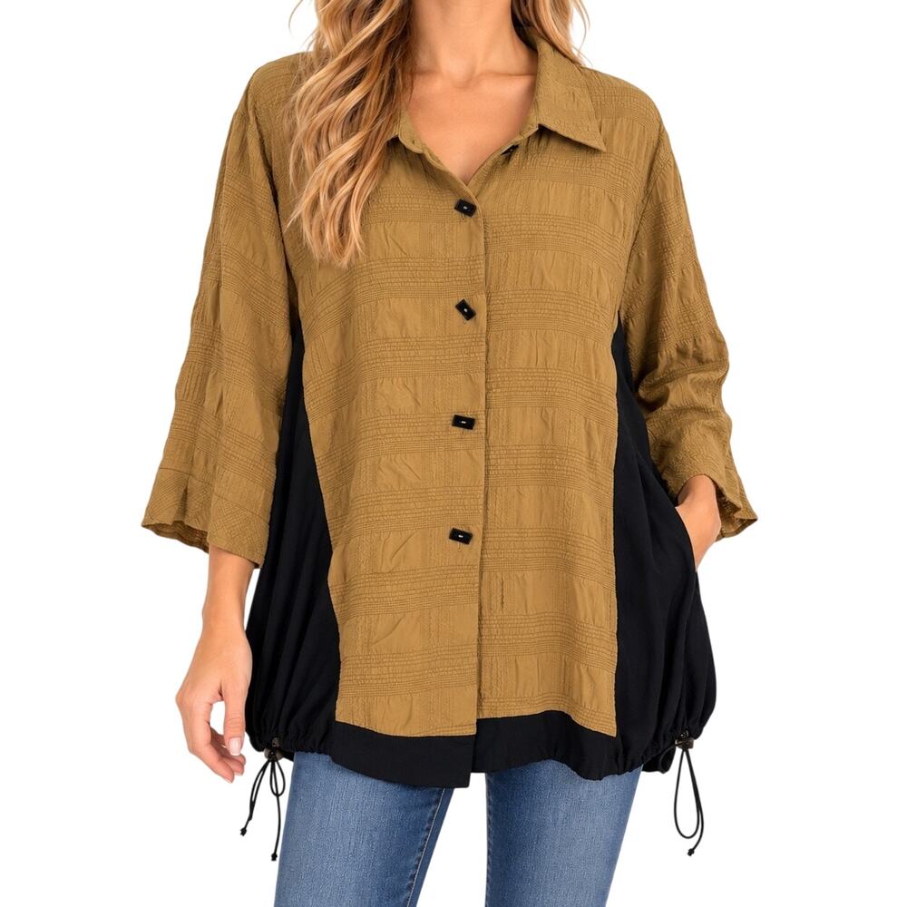 Moonlight by Y & S Plus Size XXL 2X Black Light Brown Wearable Art Shirt Top